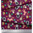 thumbnail image 3 of Soimoi Polyester Crepe Fabric Floral & Cute Animals Cartoon Printed Fabric 1 Yard 42 Inch Wide, 3 of 3