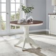 thumbnail image 2 of Bowery Hill Round Pedestal Wood Dining Table in Rubbed White/Rich Cherry, 2 of 7