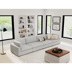 Bonzy Home Modular Sectional Sofa, Convertible Fabric Sectional Couch with Deep Seat for Living Room, Light Gray（4-Seater）