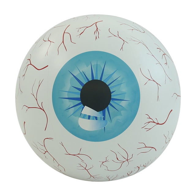 Blue Halloween Decor Inflatable Eyeball 23.6 Inch Led Luminous Party Ornament For Yard Garden Spooky Atmosphere Blue Color Waterproof Pvc Material With Stakes For Outdoor Display Seasonal