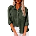 thumbnail image 2 of AherBiu Plus Size Women Button down Tops Long Sleeve Lapel Collar Linen Tops Fall Casual Solid Color Cotton Blouses, 2 of 8