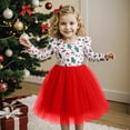 thumbnail image 2 of Robes de Noël pour Filles Robe de Fête à Manches Longues avec Imprimé de Dessins Animés pour Tout-Petits Tenue des Fêtes Décontractée pour l'École Robe Rétro pour Tout-Petits Chandail de Noël pour Filles Flanelle Concours Rouge 5-6 Ans, 2 of 5