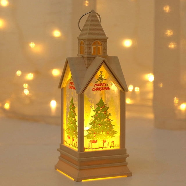 LED Electronic Candle Castle Lantern Night Light, Battery-Operated Tabletop Decor for Christmas Windo Display and Holiday Party Centerpiece