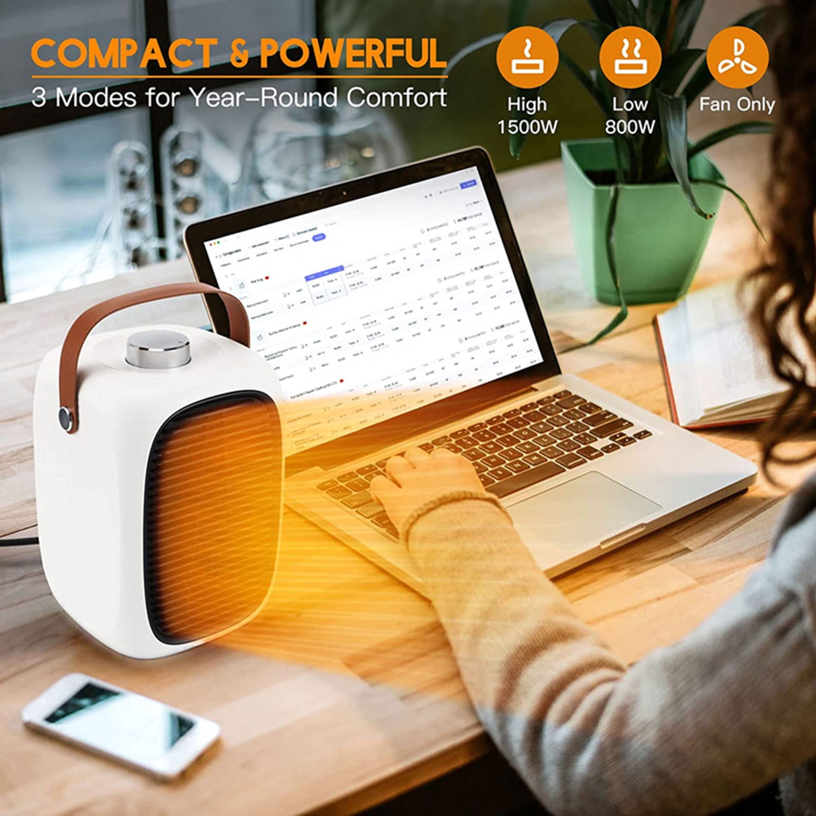 TIMIFIS Space Heater Home Essentials 1000W Mini Space Heater， Small Portable Electric Heater Dual Purpose For Office, Home, Desks, Bathroom