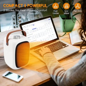 TIMIFIS Space Heater Home Essentials 1000W Mini Space Heater， Small Portable Electric Heater Dual Purpose For Office, Home, Desks, Bathroom