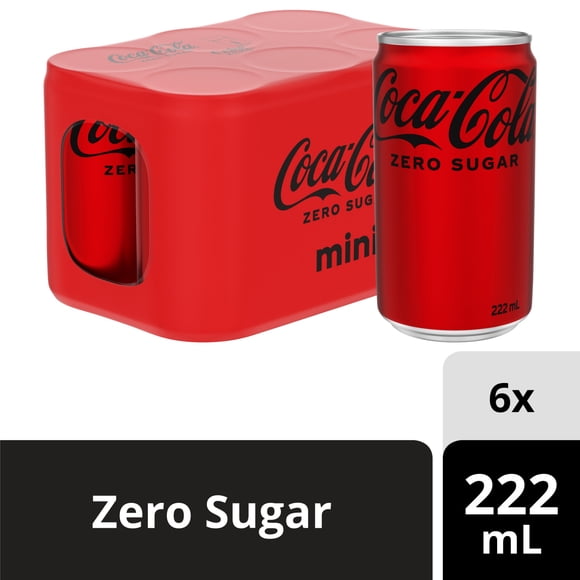 Coca-Cola Zero Sugar Soda Pop Cans, 222 mL, 6 Pack
