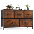 thumbnail image 1 of EDX Commo à 5 Tiroirs pour Chambre, Petite Armoire de Rangement en Tissu, Brun Rustique, 1 of 8