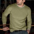 thumbnail image 2 of UVEASISHA Men's Solid Ribbed Knit Sweater Fall Winter Casual Regular Fit Pullover Tops Knitted Round Neck Raglan Sleeve Jumpers Cozy Sweaters for Men 2024 Lightening Deals Khaki S, 2 of 7