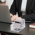 thumbnail image 1 of Clear Plastic Business Card Storage Box Organizer for Desk, Exhibition, or Home, ABS Material, 12x11x7cm, Spacious Card Holder, 1 of 7
