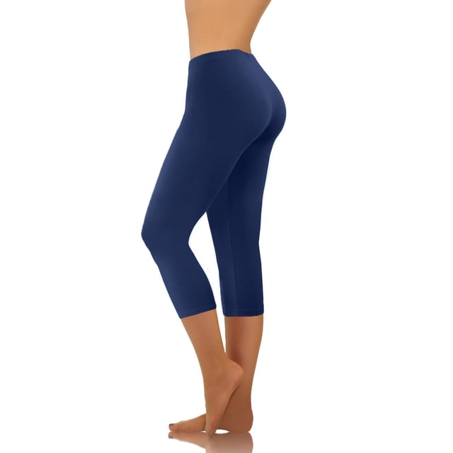 Prix Réduit jovatis Pantalon Cargo pour Femmes/hommes Décontracté Mode Décontractée Femmes Uni Extensible Dames Taille Haute Pantalon à Jambe Grand Pantalon de Yoga Capris. l'Image Montre une Vue Latérale d'Une Femme Portant un Pantalon Bleu Marine Longueur Capri en Matériau spandex Léger. Ces Pantalons Taille Haute Présentent un design de Couleur Unie et une Ceinture Élastique Confortable, Convenant au Port Décontracté, au Yoga Ou à la Détente. les Pantalons Sont Conçus pour une Coupe Ajustée et Sont Idéals pour Toutes les Saisons.