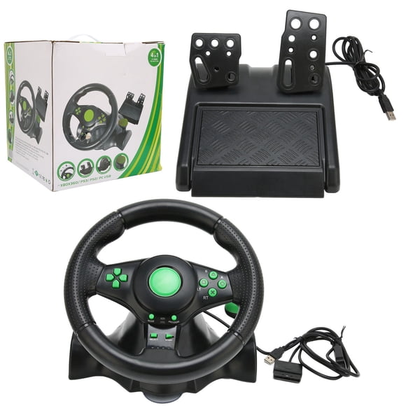 PC Racing Wheel, 180 Degree Rotation USB Hot Plug Technology Vibration Feedback Game Racing Wheel 4 In 1 Plug And Play With Pedal For 360