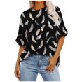 thumbnail image 1 of Pisexur Hauts d'Été pour Femmes Mode Décontractée Manches Courtes Col Rond T-Shirts Confortables Amples Surdimensionnés Imprimé Floral Blouses Hauts Mode T-Shirts Imprimés Graphiques Grande Taille Tops de Sortie S-5TG, 1 of 7