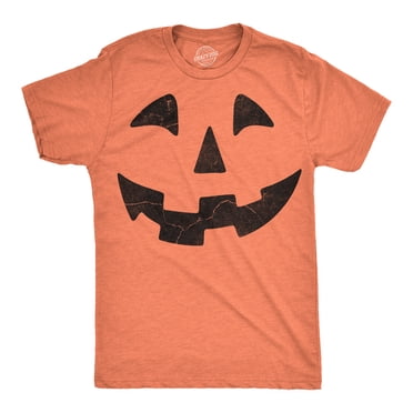 Pumpkin Face T-Shirt Funny Halloween Jack O Lantern Shirt (Orange) - S