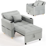 YODOLLA 3-in-1 Futon Convertible Sleeper Sofa Bed Chair for Living Room,Pull Out Couch in Gray