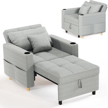 YODOLLA Fauteuil-Lit Futon Convertible 3-en-1 pour Salon, Canapé Gigogne Gris
