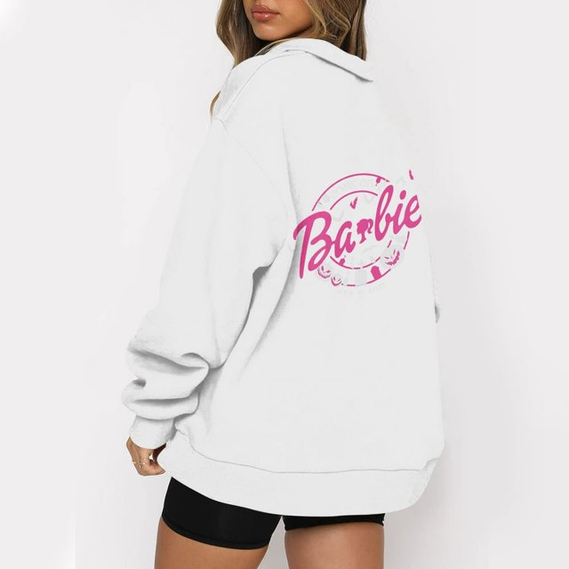 Mode Décontractée à Manches Longues Imprimé Floral Fermeture Éclair Épaule Extérieure Surdimensionné Sweat-Shirts Noir S