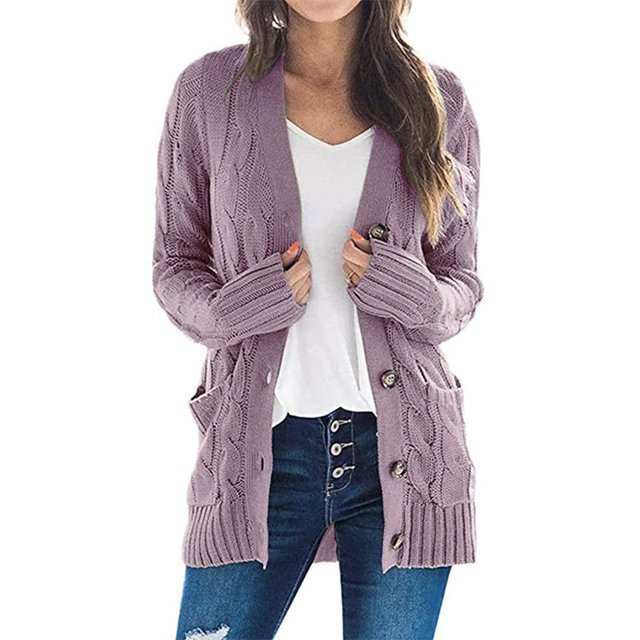 CPOKRTWSO Cardigan Tricoté Surdimensionné à Manches Longues Ouvert pour Femmes