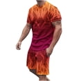 thumbnail image 1 of Men Print Short Sleeves Casual Beach Short Sleeve Round-Neck Blouses & Sets, 1 of 5
