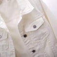 thumbnail image 4 of Sinleey Women's 3/4 Sleeve Denim Jacket Coat Basic Button Down Stretch Jacket with Pockets White 5XL, 4 of 6