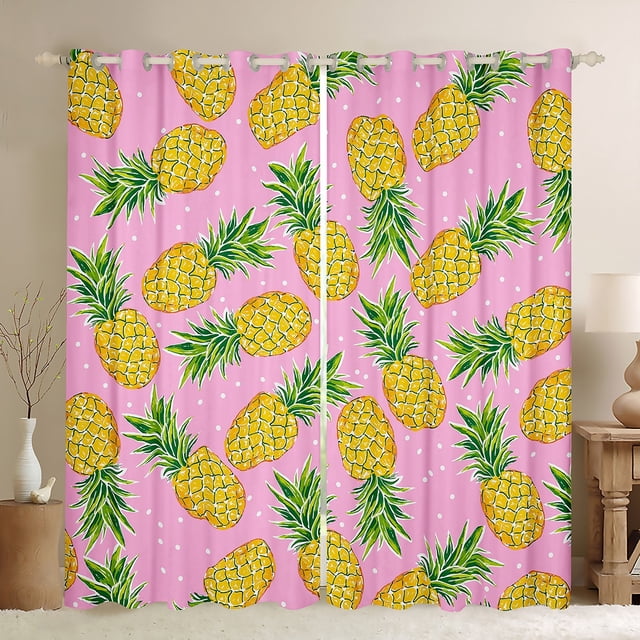 Erosebridal Rideaux Ananas Nature pour Salon, Rideaux et Draperies Plantes Botaniques (52x84), Déco Tropicale