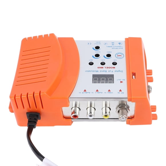 AV to RF Modulator, VHF UHF PAL NTSC Sound Video Modulator with Adjustable Output Power, for Satellite Receivers Cameras Video Game Consoles CCD Cameras