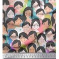thumbnail image 3 of Soimoi Rose Poly Georgette Tissu Femmes Visage Humain Figure Imprimer Tissu par la Cour 52 Pouces de Large, 3 of 5