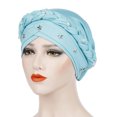 thumbnail image 2 of Women Beading Braid India Hat Muslim Ruffle Cancer Chemo Beanie Turban Wrap Cap, 2 of 9