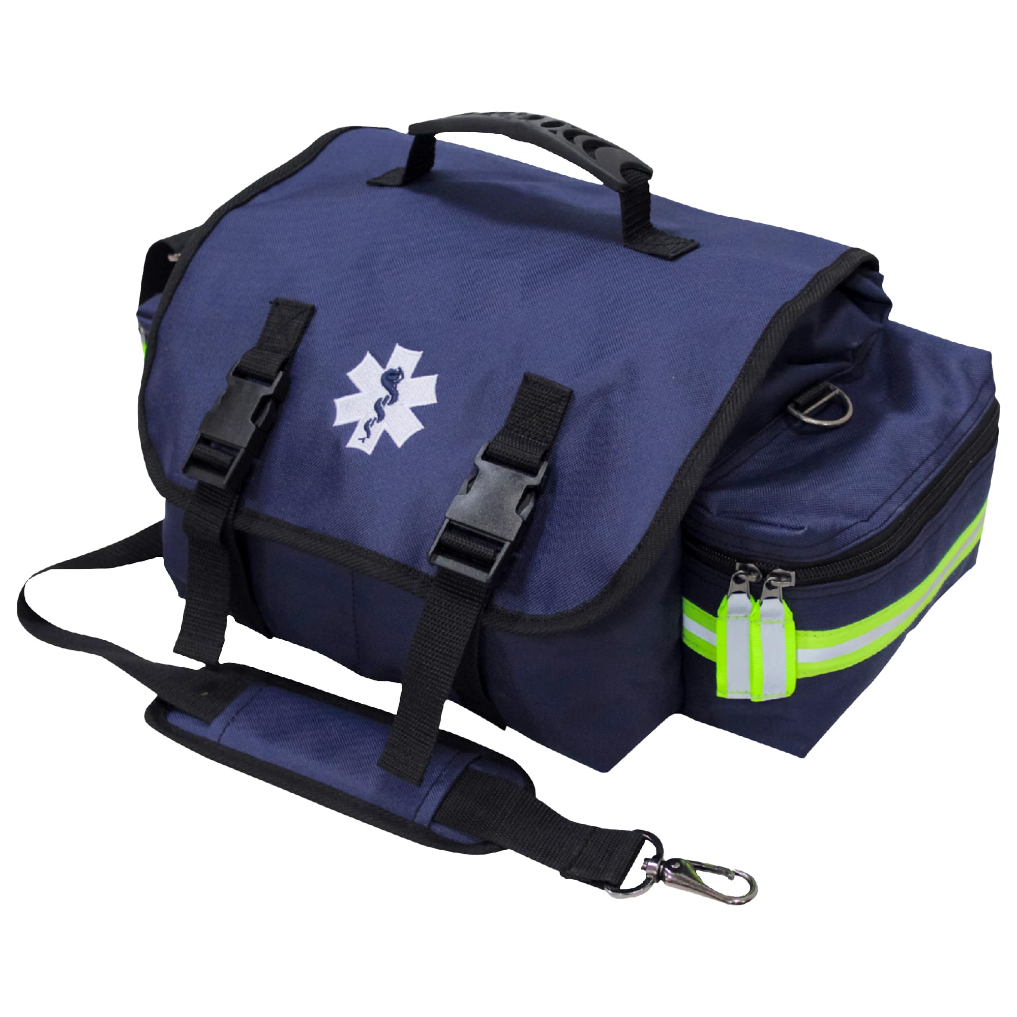 Kemp USA EMT First Responders Trauma Bag - First Aid Kit & Survival Gear with High Visibility Reflectors for Rapid First Aid & Medical Response Survival Tools Organizer - Navy Blue