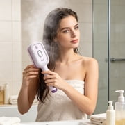 Qonioi Rechargeable Hair Straightener Brush, Electric Steams Hair Brush with Detangling Comb Air Cushion, Frizz-Free Styling Brush for Curly Hairs