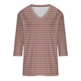 thumbnail image 4 of Blouses pour Femmes T-shirt Décontracté Imprimé Col en V Manches 3/4 Ample, 4 of 4