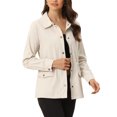 thumbnail image 4 of INSPIRE CHIC Women's Utility Jackets Drawstring Waist Flap Pockets Lightweight Jacket Apricot M, 4 of 5