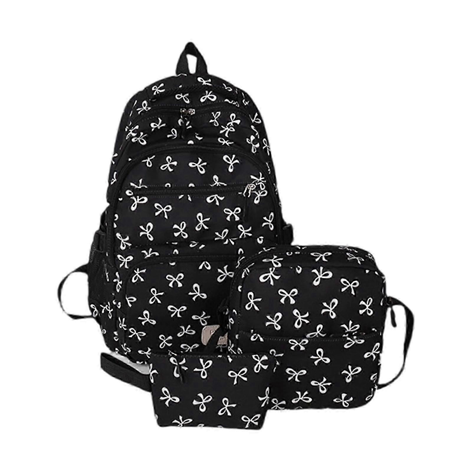 3 Pcs College Backpacks Large Capacity Casual Daypacks Student School Bag Bows Backpacks Set for Students Red