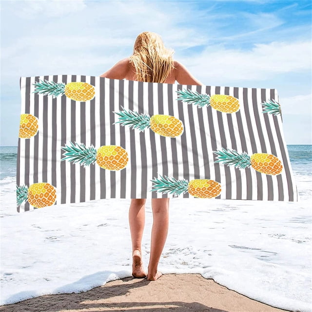 Microfiber Lightweight Beach Towel Sand Free Quick Dry Absorbent Compact Towels for Swimming Pool Camping Beach Accessories Large Easy Pack Travel Things for Vacation Essentials Gift Adult(F)