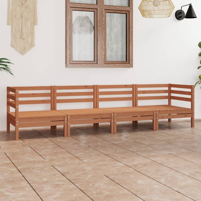 vidaXL Ensemble de Salon de Jardin 4 Pcs Miel Brun Pin Massif