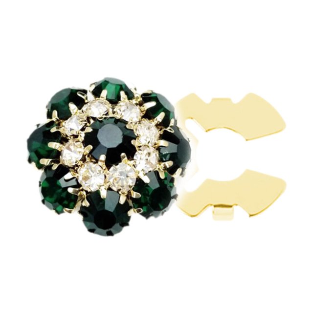 Esquirla Decorative Rhinestone Button Cover DIY Decoration Clip on for Dress Suit Hat gold dark green
