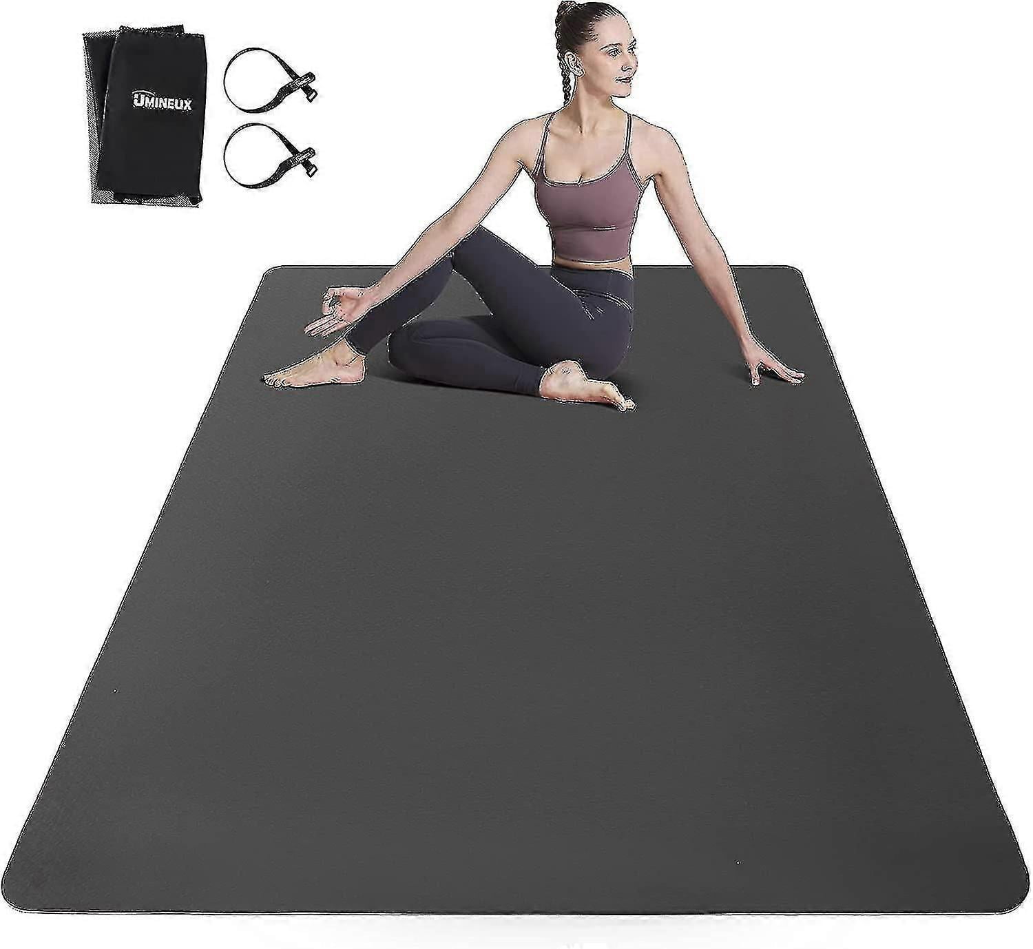 Extra-Wide TPE Yoga Mat for Home Gym, 1/4 Inch Thick Unisex Fitness Exercise Mat