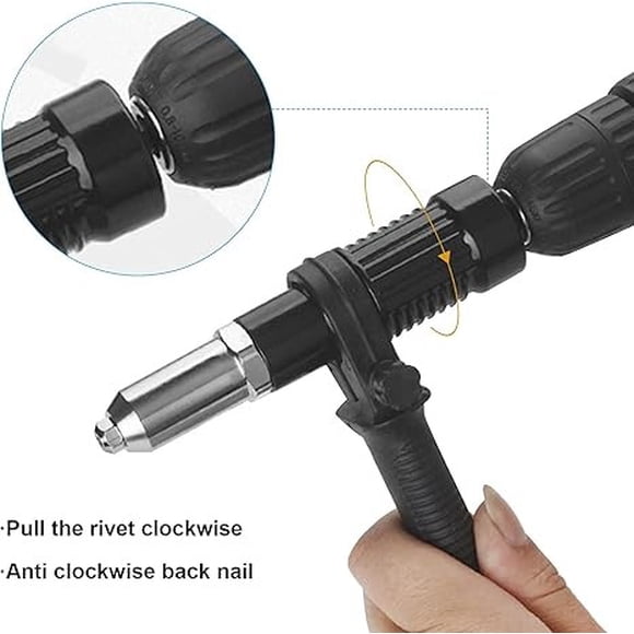 Heavy-Duty Aluminum Alloy Rivet Tool Adapter for Drill - Forged Steel Riveter Pulling Head for Windows, AC Units & Auto Repair