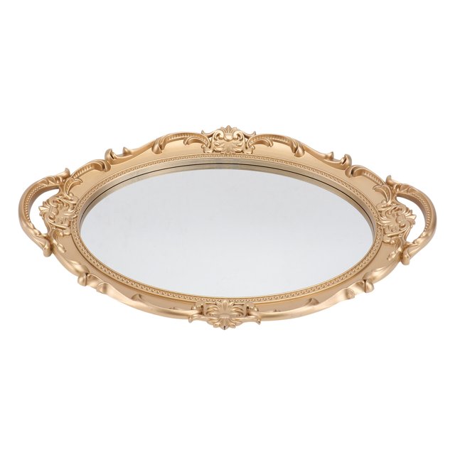 MasteelfCA 1PC Retro Mirror Tray Jewelry Perfume Photography Prop Delicate Mirror Plate