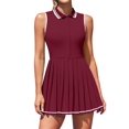 thumbnail image 1 of Charmo Robe de Tennis à Fermeture Éclair pour Femmes, Robe Polo d'Entraînement de Golf, Robe Plissée avec Shorts et Poches, 1 of 1