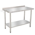 thumbnail image 1 of BeesClover Table en Acier Inoxydable pour Préparation et Travail avec Dosseret, Table de Cuisine Robuste avec Tablette et Pied Réglables pour Restaurant, Maison et Hôtel, 1 of 6