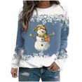 thumbnail image 1 of Rbaofujie Chandails Légers pour Femmes Noël Femmes Mode Décontractée Imprimé Col Rond Ample Manches Longues Hauts Blouse Chandails à Capuche Graphiques Bleus pour Femmes, 1 of 3