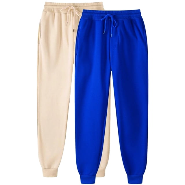 Pisexur 2PC Womens Sweatpants Solid Color Elastic High Waist Yoga Pants Casual Baggy Drawstring Workout Jogging Pants Oversized Straight Leg Sweatpants Plus Size Sweatpants with Pockets S-3XL