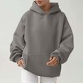 thumbnail image 2 of MeetoTime Women's Oversized Sweatshirt Fall Lightweight Long Sleeve Hoodie Fleece Pocket Pullover Tops, 2 of 6
