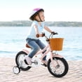 thumbnail image 2 of Costway Vélo de 12 Pouces avec Guidon et Selle Réglables en Hauteur, Panier, Sonnette, Roues Stabilisatrices, Rose, 2 of 10
