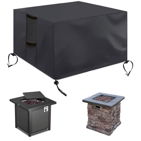 Vacemry Fire Pit Cover, 30x30x24.5 Inch Waterproof Outdoor Gas Firepit Table Cover, -UV Heavy Duty 420D Oxford Fabric Patio Furniture Cover for Fire Pit Table and Outdoor Decor
