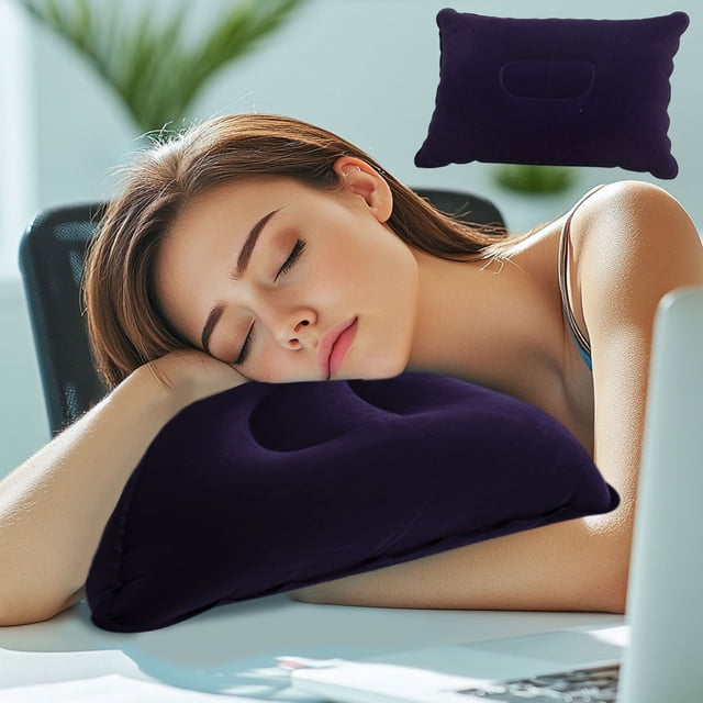 Inflatable Pillow for Camping, Portable Travel Neck Pillow, Compact Inflatable Cushion for Office Napping, Outdoor Support, Easy Inflation, Comfortable Head and Neck Rest