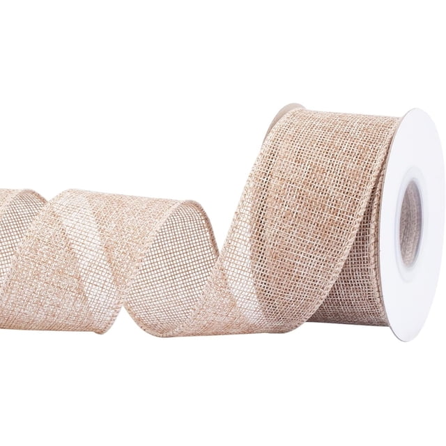 Joycrosso Burlap Wired Edge Ribbon 2 inch x 10 Yards, Natural, Ideal for Crafting, Gift Wrapping, Wreath, Christmas Tree, and Rustic Wedding Decorations