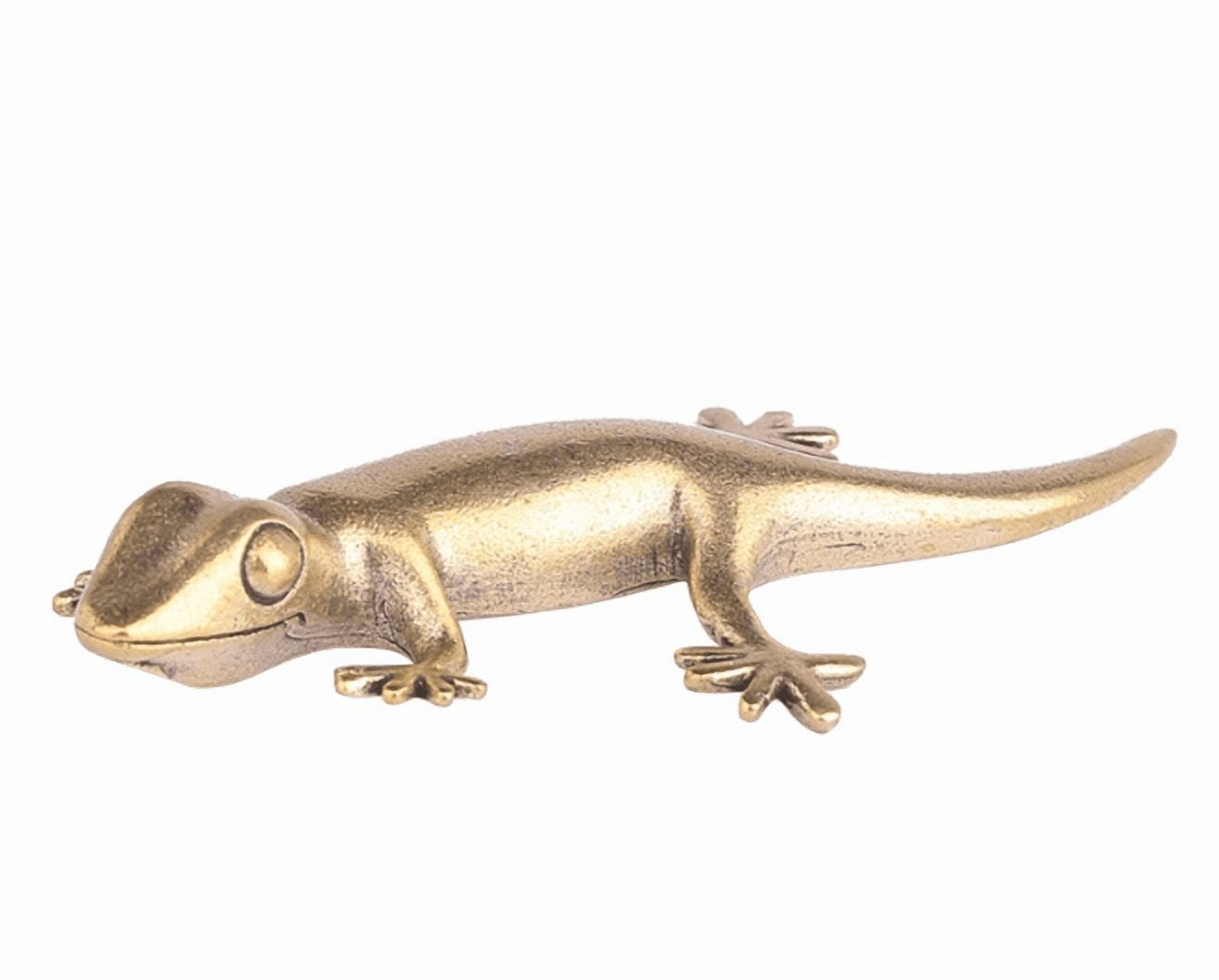 Brass Gecko Sculpture Elegant Desktop Ornament Unique Home and Study Table