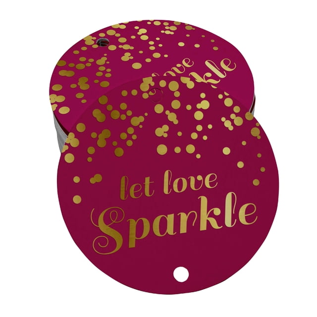 Inkdotpot Gold Foil Paper Hang Tags Let Love Sparkle Wedding Favor Tags 50 Pieces