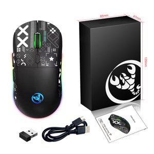 2.4G sans fil Mouse 3600 DPI sans fil Mouse Ergonomique Gaming Mouse RGB Type d'éclairage-C rechargeable pour PC Ordinateur portable T90RGB 3-mode chargement -noir